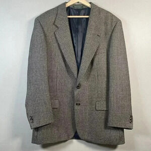 Fiori Men's Suit Jacket Gingham Print 100% Wool Marshall Fields Size 46 Tall